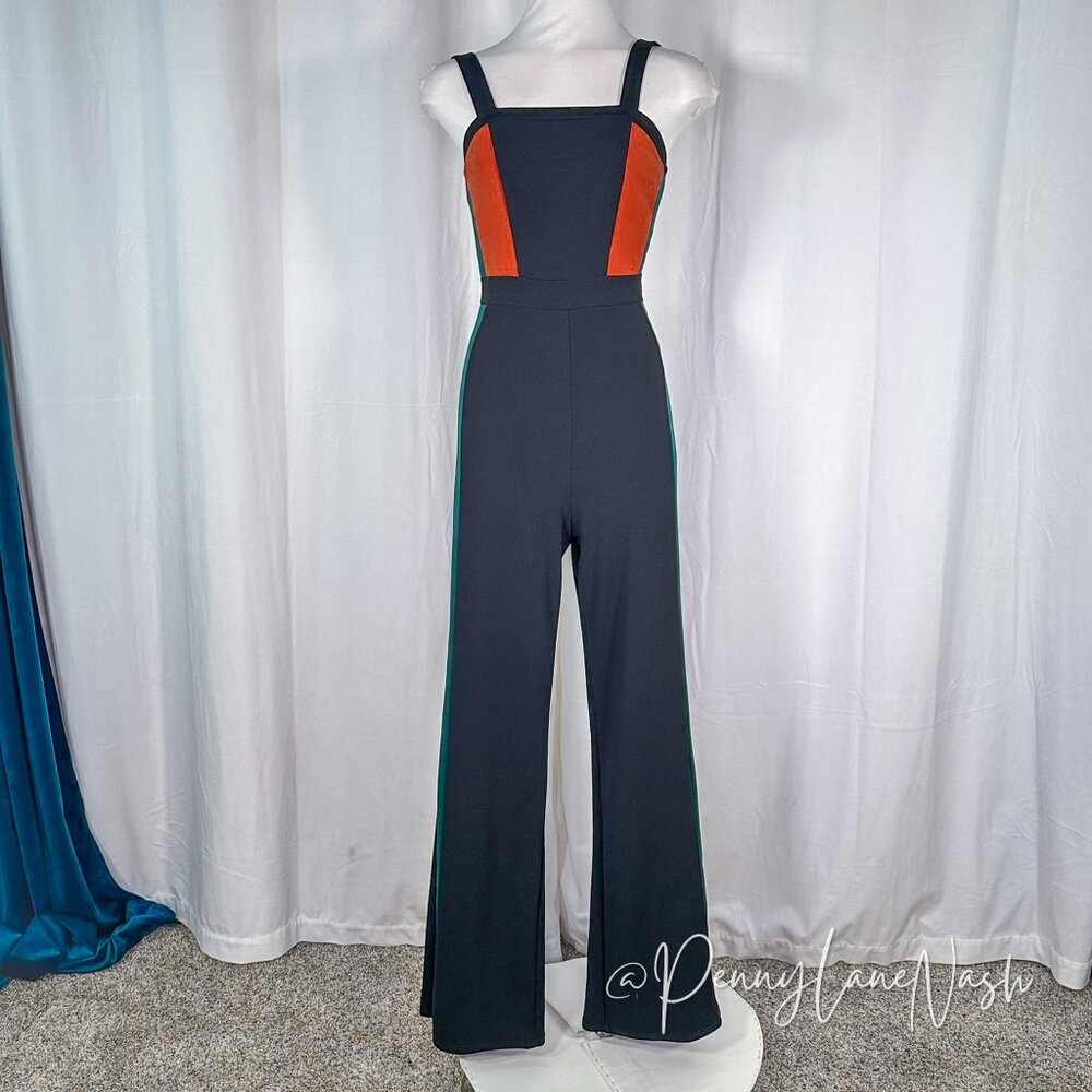 Charlotte Russe Sleeveless Side Striped Jumpsuit Black - Picture 2 of 11